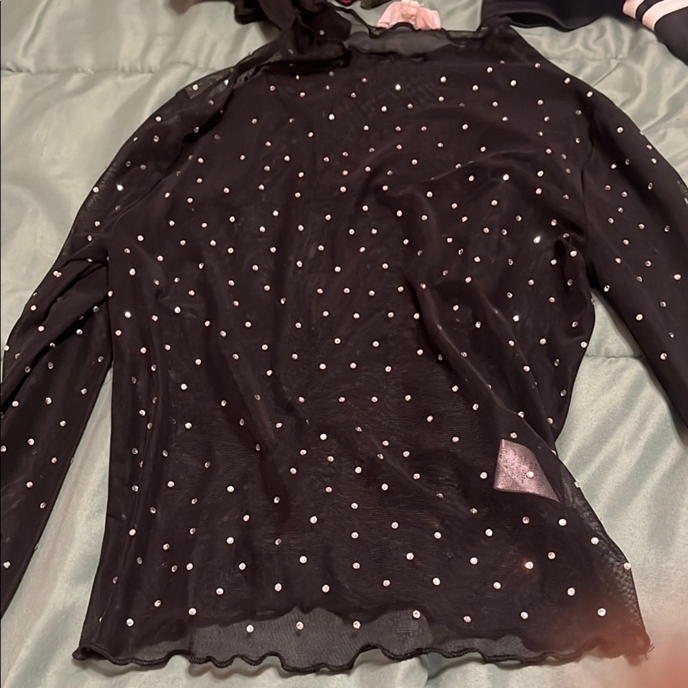 Sheer Black Polka Dot Top